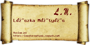 Lászka Mátyás névjegykártya